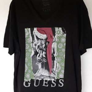 MEN'S GUESS BLACK TEE WITH LOGO